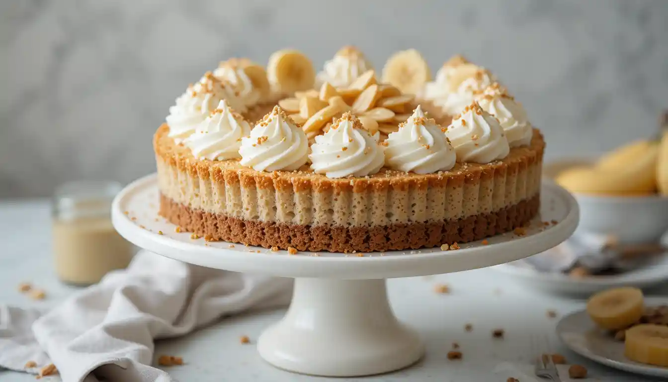 Fresh ingredients for making Banana Cream Pie, including bananas, eggs, sugar, and pie crust.