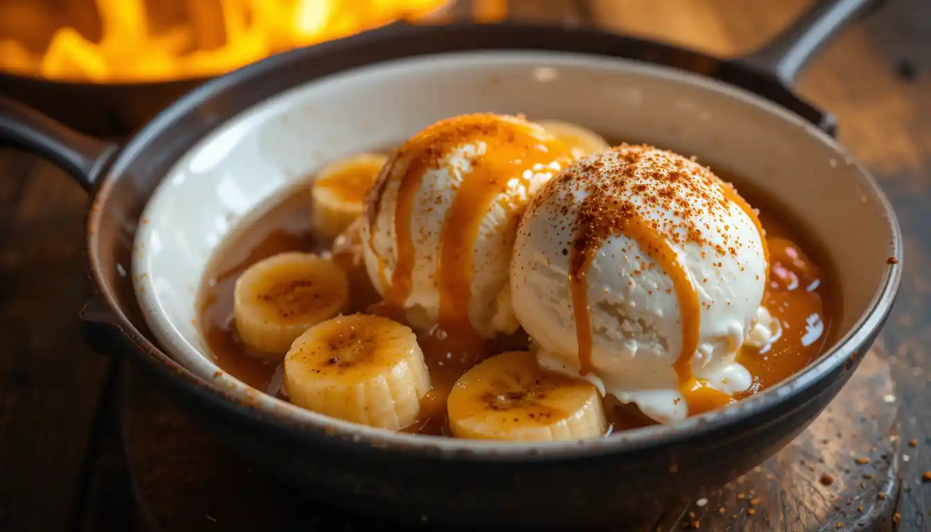 Ingredients for Chef John’s Bananas Foster on a wooden kitchen counter.